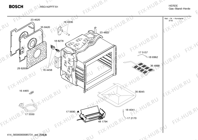 Схема №3 HSG142PFF Bosch с изображением Инструкция по эксплуатации для плиты (духовки) Bosch 00580636