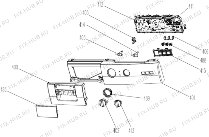 Схема №3 AWG/BM 7081 S с изображением Модуль (плата) для стиралки Whirlpool 482000098879