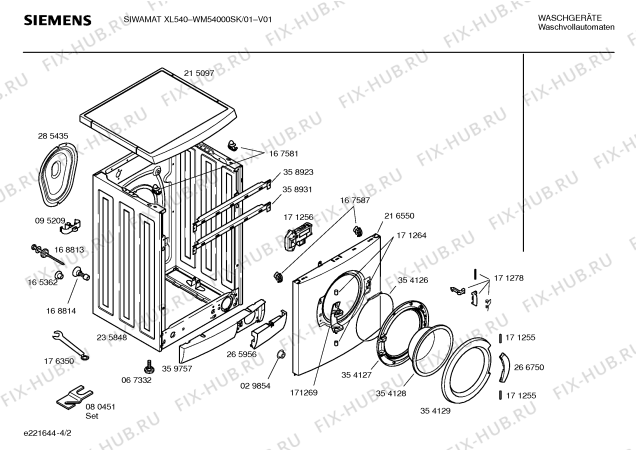 Взрыв-схема стиральной машины Siemens WM54000SK SIWAMAT XL540 - Схема узла 02