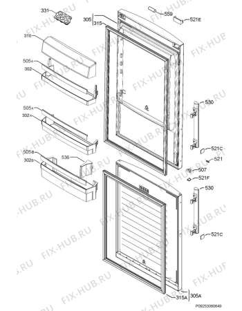 Взрыв-схема холодильника Electrolux SB315N - Схема узла Door 003