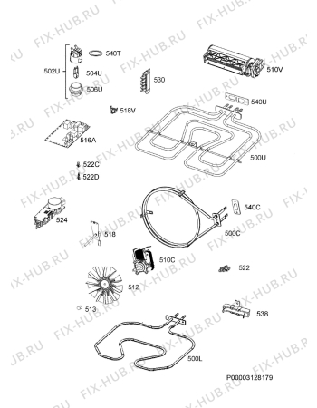 Взрыв-схема плиты (духовки) Electrolux EKI66700OS - Схема узла Electrical equipment