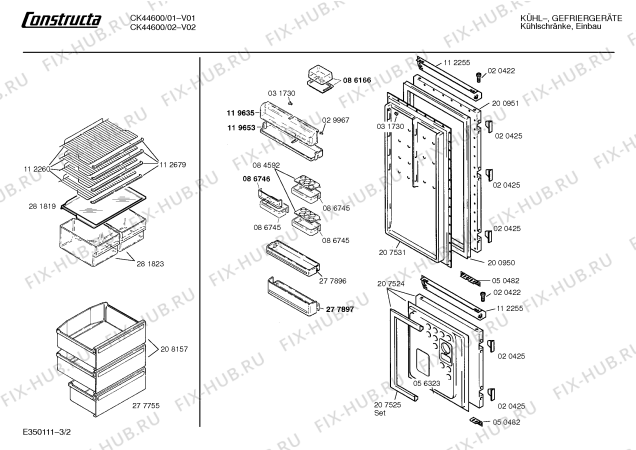 Взрыв-схема холодильника Constructa CK44600 - Схема узла 02