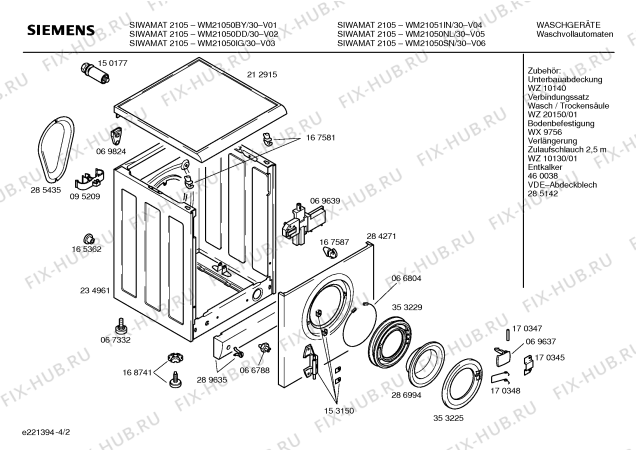 Схема №2 WM20850BY SIWAMAT 2085 с изображением Инструкция по эксплуатации для стиралки Siemens 00520668