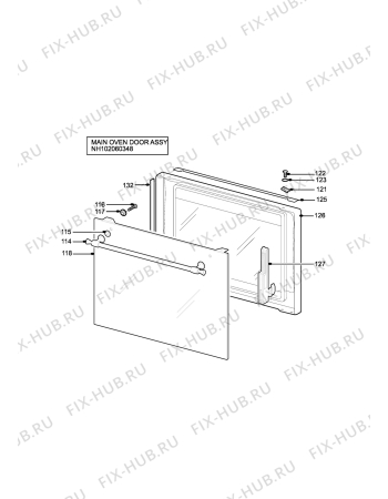 Взрыв-схема плиты (духовки) Zanussi ZBG861B - Схема узла H10 Main Oven Door (large)