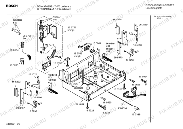 Взрыв-схема посудомоечной машины Bosch SGV43A03GB - Схема узла 05