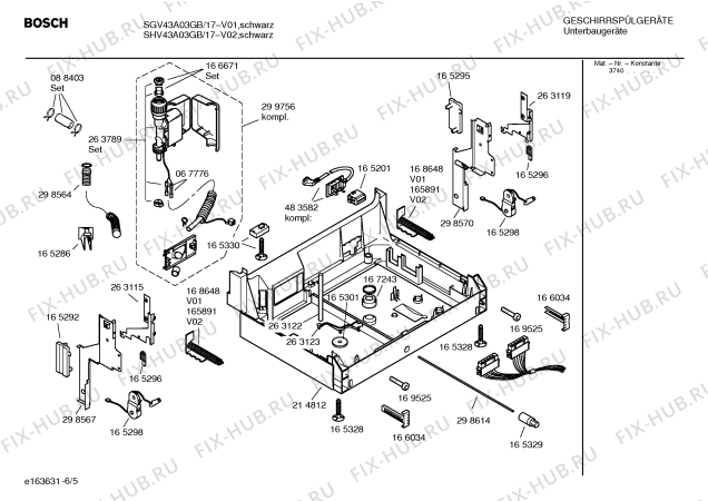 Взрыв-схема посудомоечной машины Bosch SHV43A03GB - Схема узла 05