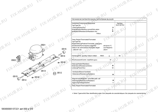 Взрыв-схема холодильника Siemens KG56NA73ME - Схема узла 05