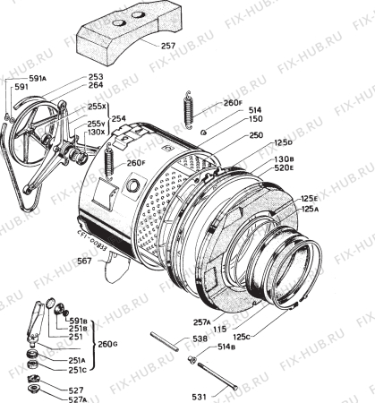 Взрыв-схема стиральной машины Rex RF850TD - Схема узла Functional parts 267