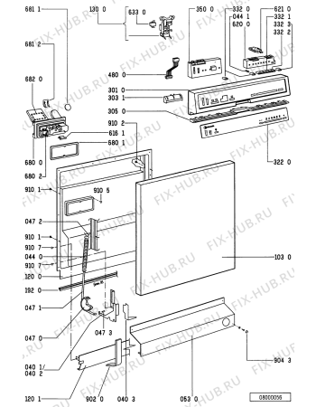 Схема №1 GSF 4770 T-WS с изображением Панель для посудомойки Whirlpool 481245379505
