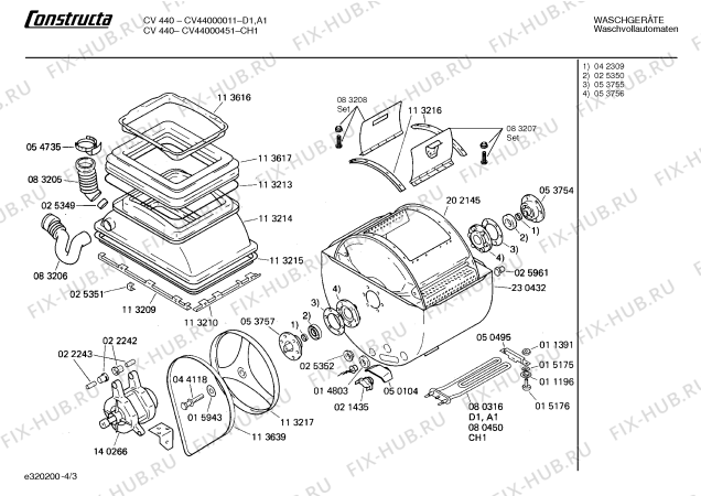 Взрыв-схема стиральной машины Constructa CV44000011 CV440 - Схема узла 03