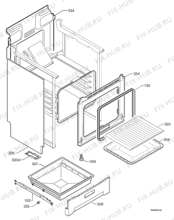 Взрыв-схема плиты (духовки) Electrolux EKK60331X - Схема узла Housing 001