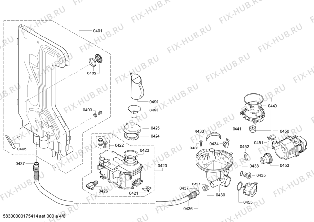 Взрыв-схема посудомоечной машины Bosch SMI53M05TR, SilencePlus - tp3 - Схема узла 04