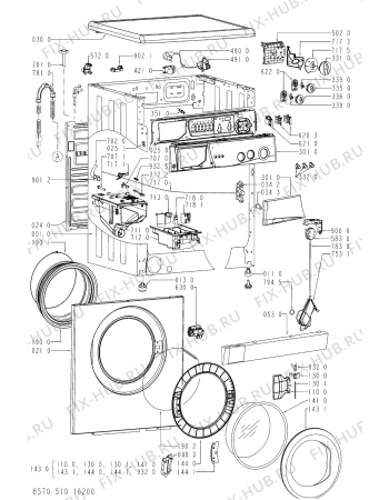 Схема №1 AWM 6100 с изображением Переключатель (таймер) для стиральной машины Whirlpool 481228219745