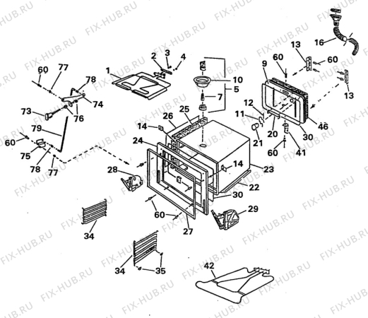 Взрыв-схема плиты (духовки) Zanussi Z640N-B - Схема узла H10 Main Oven Cavity (large)