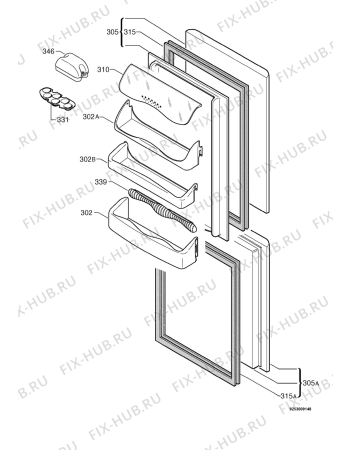 Взрыв-схема холодильника Zanussi Z57/3SR - Схема узла Door 003