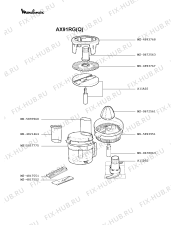 Взрыв-схема кухонного комбайна Moulinex AX91RG(Q) - Схема узла Q0000083.2Q2