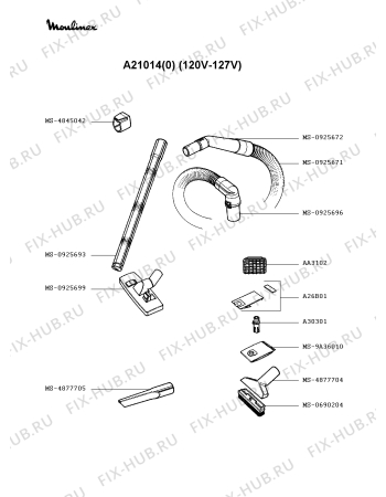 Взрыв-схема пылесоса Moulinex A21014(0) - Схема узла 5P002318.9P2