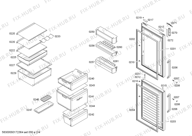 Схема №2 KGN34XW30G с изображением Вентиляционный канал для холодильной камеры Bosch 00747715