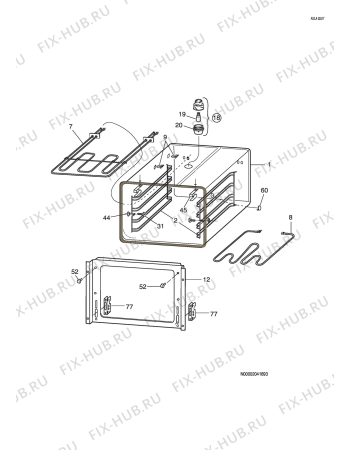 Взрыв-схема комплектующей Zanussi ZCS604N - Схема узла H10 Main Oven Cavity (large)