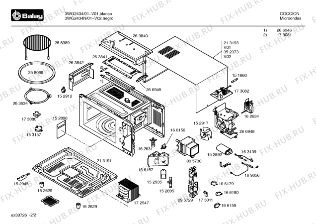 Схема №1 3WG2434N с изображением Корпус для микроволновки Bosch 00352373
