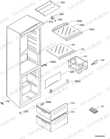 Взрыв-схема холодильника Zanussi ZRB40NC8 - Схема узла Housing 001