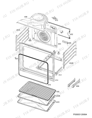 Взрыв-схема плиты (духовки) Aeg EES331110M - Схема узла Oven