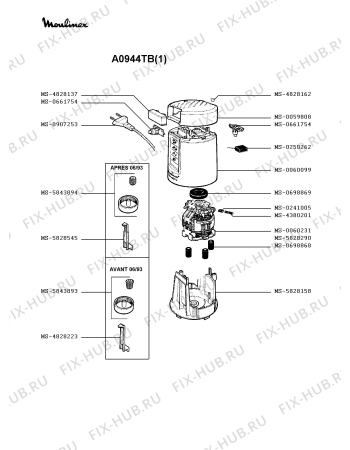 Взрыв-схема блендера (миксера) Moulinex A0944TB(1) - Схема узла KP001125.2P2