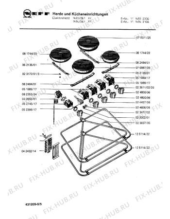Взрыв-схема плиты (духовки) Neff 1114932306 1493/261XY - Схема узла 05