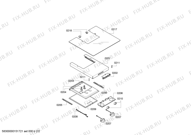 Взрыв-схема вытяжки Bosch DWA06D650 - Схема узла 02