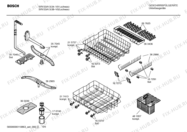 Схема №3 SRV33A13 с изображением Инструкция по эксплуатации для посудомоечной машины Bosch 00691541