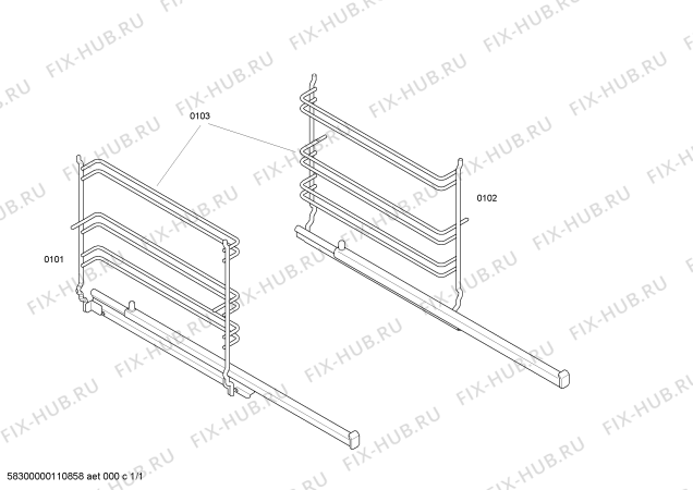 Схема №1 Z1701X0 с изображением Телескопические направляющие для духового шкафа Bosch 00445650