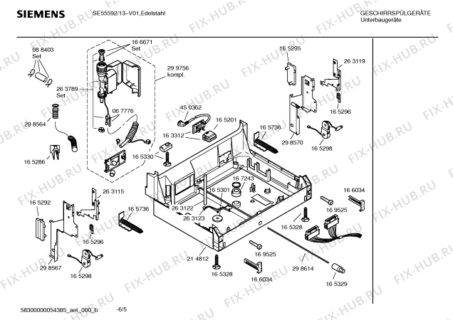 Взрыв-схема посудомоечной машины Siemens SE55592 - Схема узла 05