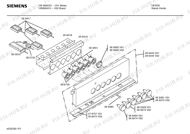 Взрыв-схема плиты (духовки) Siemens HS9004 - Схема узла 05