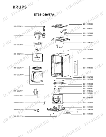 Схема №1 ET353050/87A с изображением Плата управления для кофеварки (кофемашины) Krups SS-202978