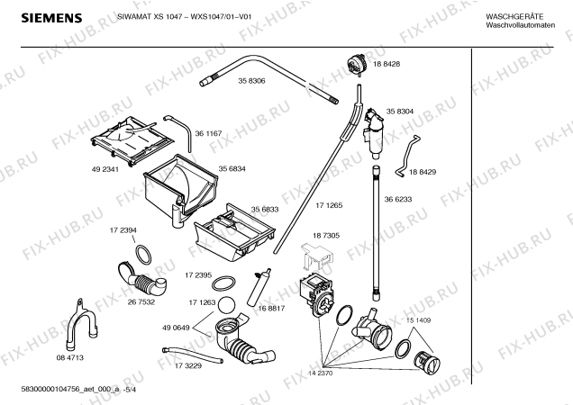 Взрыв-схема стиральной машины Siemens WXS1047 SIEMENS SIWAMAT XS 1047 - Схема узла 04