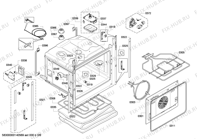 Взрыв-схема плиты (духовки) Bosch HBR781750S - Схема узла 03