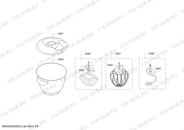 Взрыв-схема кухонного комбайна Bosch MUM9DD5S11 OptiMUM - Схема узла 03
