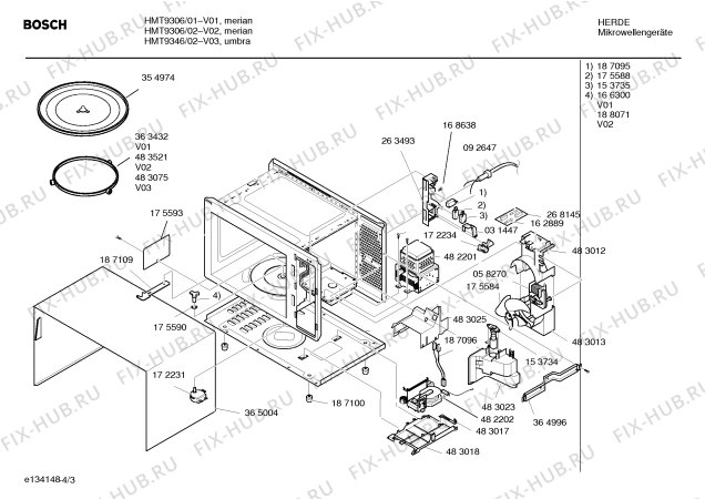 Взрыв-схема микроволновой печи Bosch HMT9306 - Схема узла 03