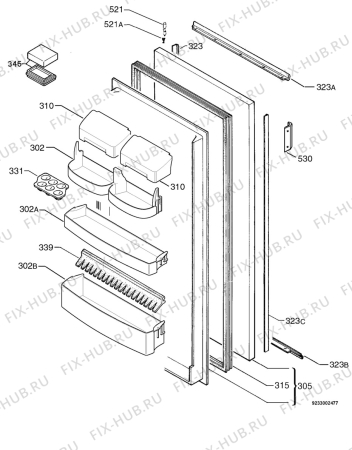 Взрыв-схема холодильника Kuppersbusch FKE237-5 - Схема узла Door 003