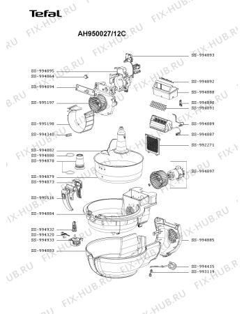 Взрыв-схема тостера (фритюрницы) Tefal AH950027/12C - Схема узла PP005082.1P2