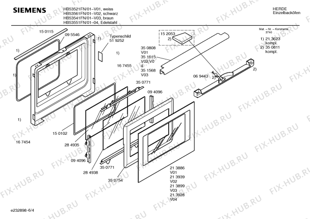 Схема №3 HB53551FN с изображением Инструкция по эксплуатации для плиты (духовки) Siemens 00522800