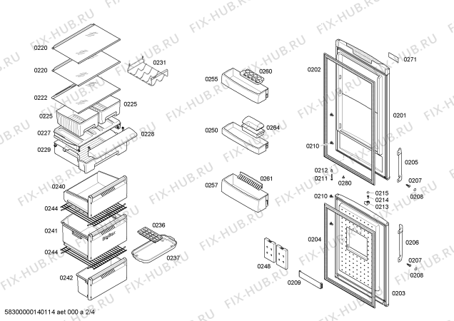 Схема №2 P1KNB3920A с изображением Дверь для холодильной камеры Bosch 00680202