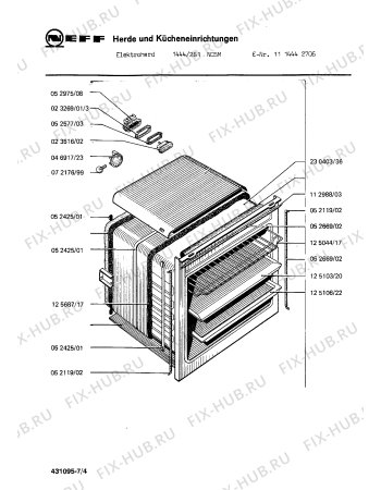 Взрыв-схема плиты (духовки) Neff 1114442706 1444/261NCSM - Схема узла 04