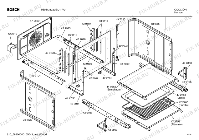 Взрыв-схема плиты (духовки) Bosch HBN434320E - Схема узла 04