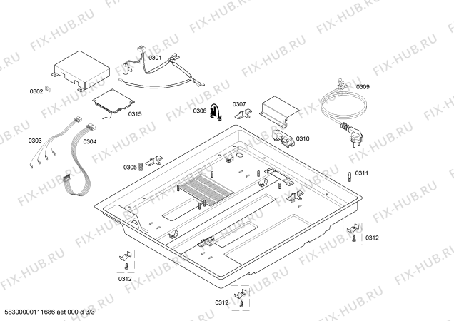 Взрыв-схема плиты (духовки) Bosch PGE675F02E - Схема узла 03