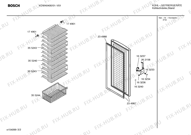 Схема №1 KDW40492 с изображением Инструкция по эксплуатации для холодильной камеры Bosch 00580692
