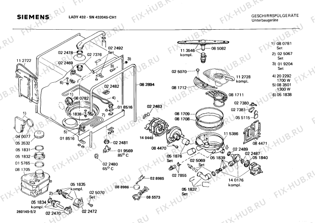 Взрыв-схема посудомоечной машины Siemens SN432045 - Схема узла 02