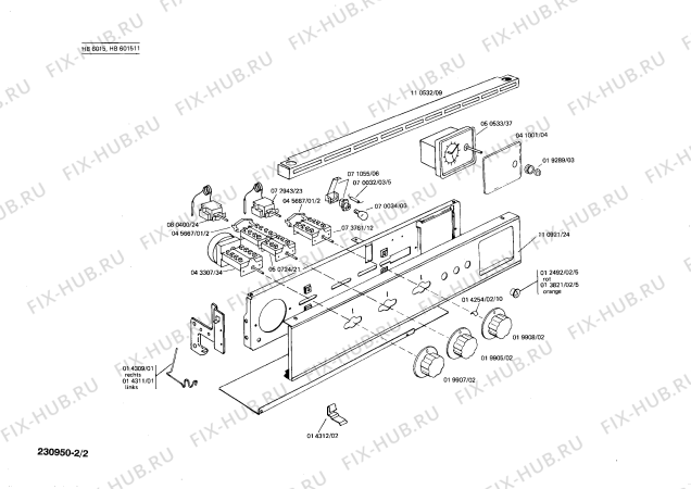 Взрыв-схема плиты (духовки) Siemens HB601511 - Схема узла 02