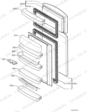 Взрыв-схема холодильника Zanussi ZD29/9DL4 - Схема узла Door 003