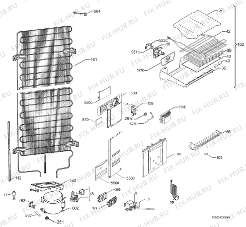 Взрыв-схема холодильника Rex Electrolux RN3487AOO - Схема узла Cooling system 017